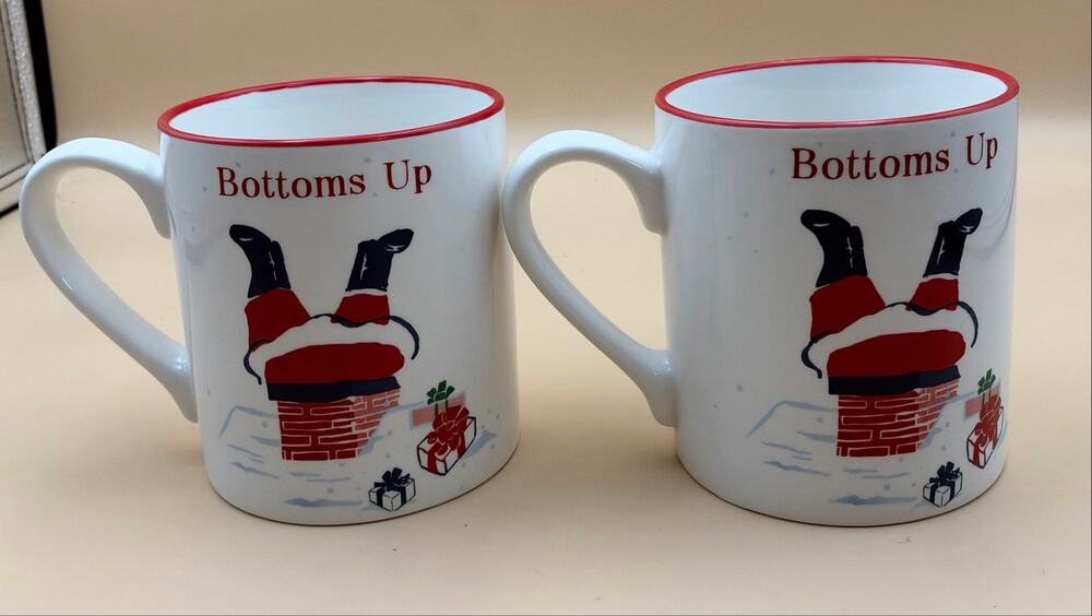Threshold Bottoms Up Santa Christmas Coffee Mugs Set of 2 Target Holiday